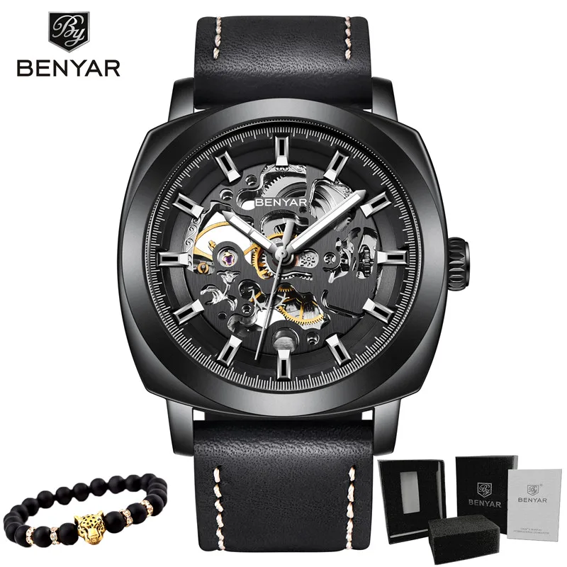 5121-All black BENYAR мужские часы Лидирующий бренд Роскошные деловые автоматические механические часы мужские водонепроницаемые спортивные наручные часы Relogio Masculino - Цвет: 5121-All black