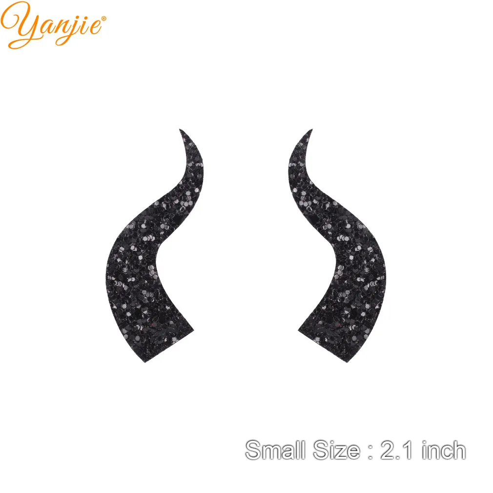 small-chunky black 10pairs/lot Glitter Felt Devil Horn For Girls Women Headband Hot Sale Halloween Party Kids Hair Bow DIY Hair Accessories - Цвет: small-chunky black