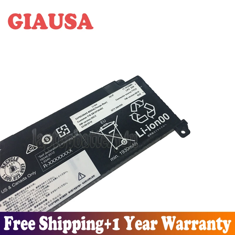 GIAUSA New 11.1V 24Wh 2.065Ah 00HW024 Battery for Lenovo T460S 00HW025 01AV405 01AV406 01AV407 SB10J79004 Series | Компьютеры и офис