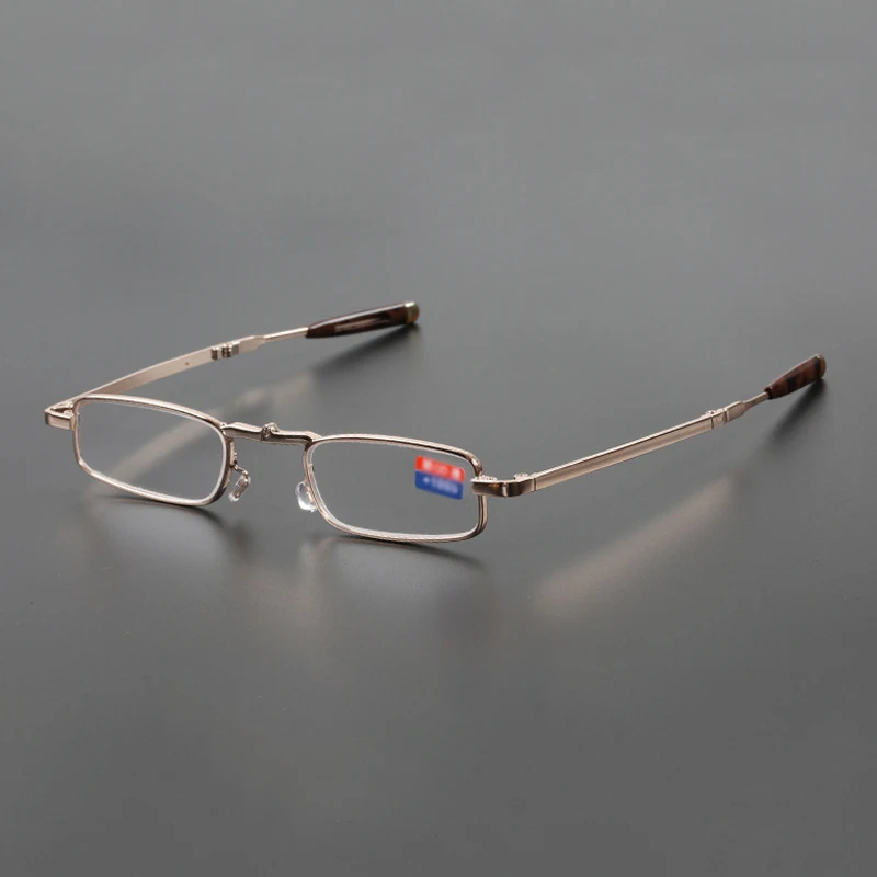 Очки для чтения золотистые мужчин и женщин Простые портативные ультралегкие