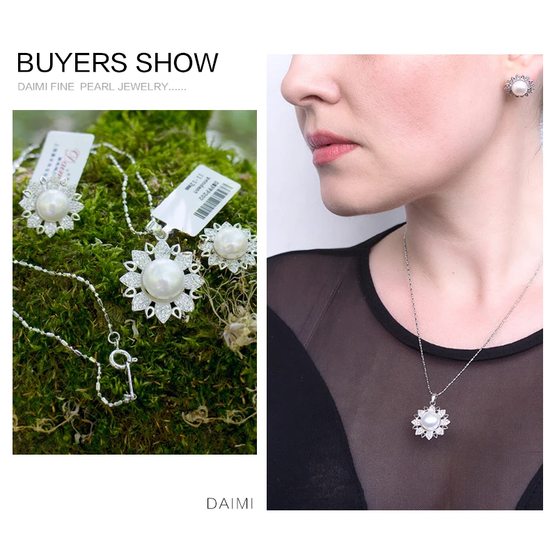 DAIMI роскошные серьги в виде цветов 925 пробы серебряные 9 5-10 мм натуральный белый