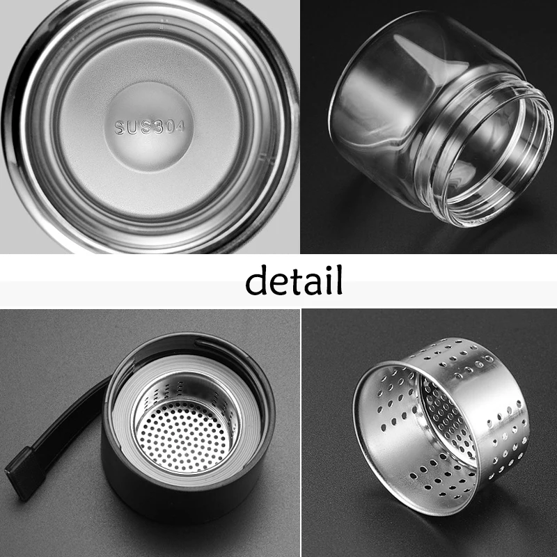 Thermos Bottle Vacuum Mug Insulated Stainless Steel Multifunction Creative Glass Tea Cup and Filter Man Gift Office | Дом и сад