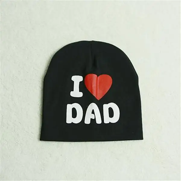black i love dad IMucci/1 PcsLovely унисекс для мальчиков и девочек осень-зима теплые I Love Mama Papa детская шапка Новые детские вязаные теплые хлопковые вязанные шапочки - Цвет: black i love dad
