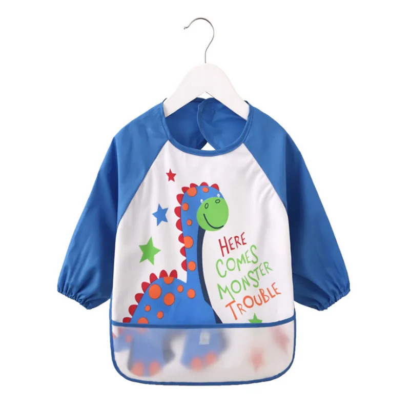 0-3 years baby bibs Waterproof long sleeve babies accessories for eating painting easy wash Cartoon smock For boys girls | Детская