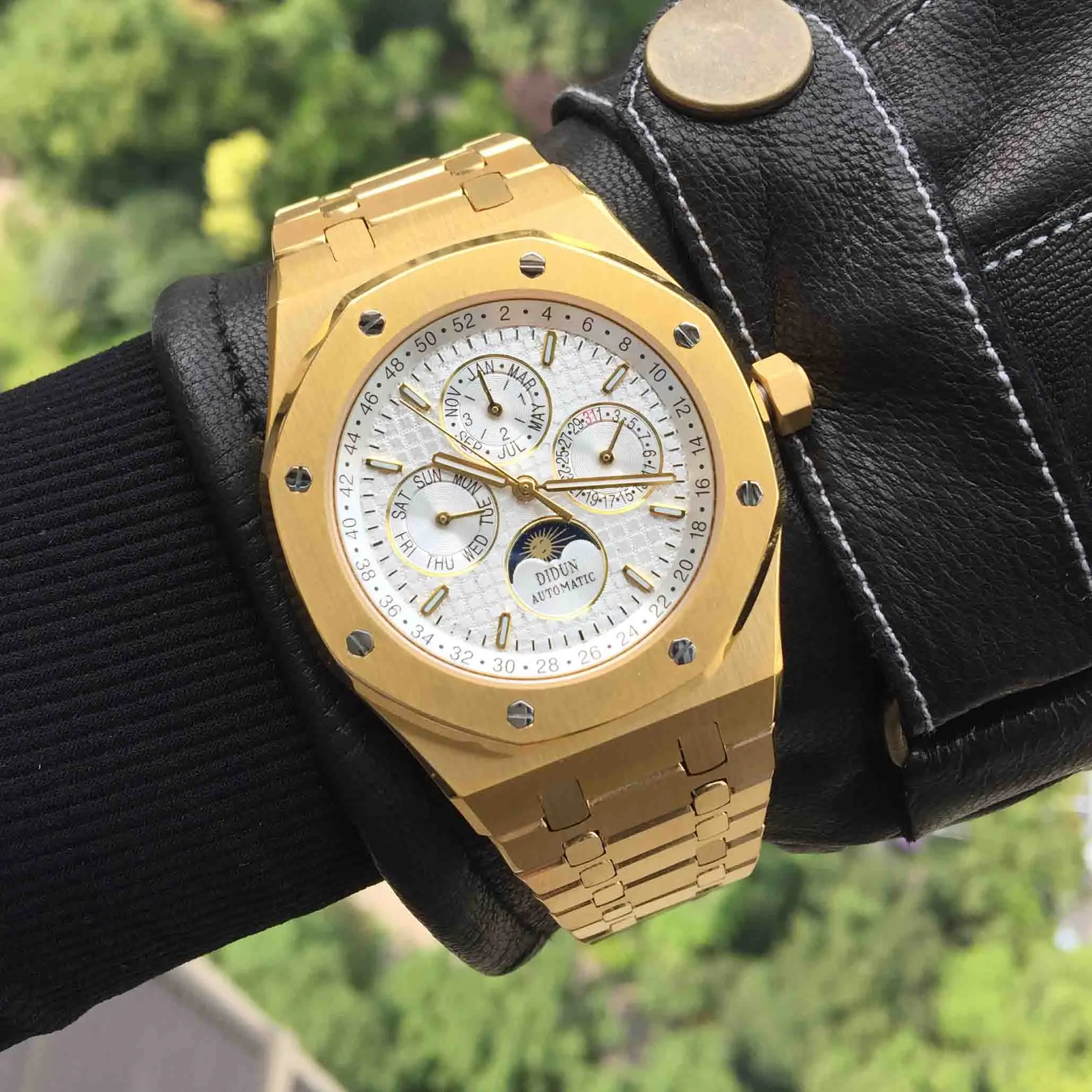 Мужские часы Топ бренд Роскошный механический автоматический Мода Бизнес Moonphase 30