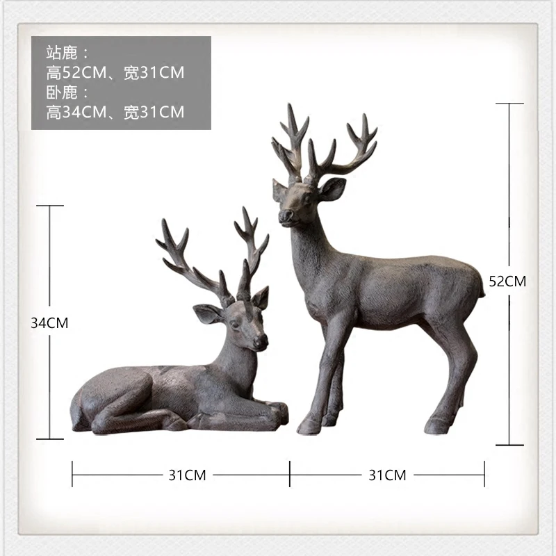 

American country retro creative station deer lying deer large home decoration