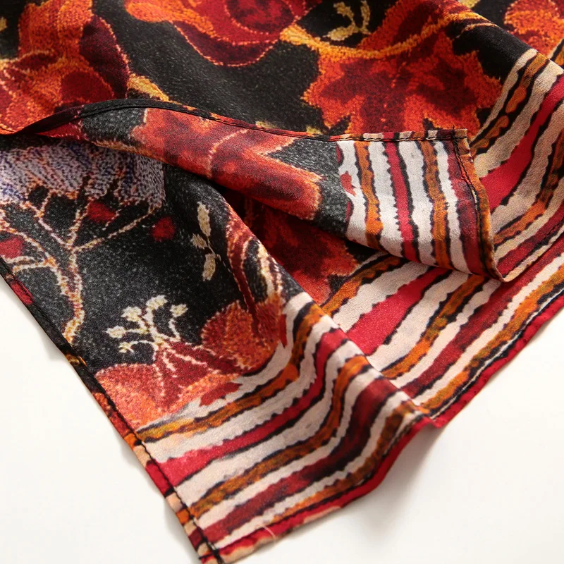 100% шелковое платье для женщин с принтом на пуговицах и круглым вырезом коротким