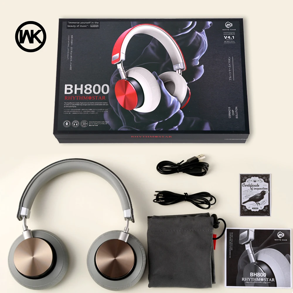 Беспроводные наушники WK Bluetooth гарнитура складные регулируемые с микрофоном для