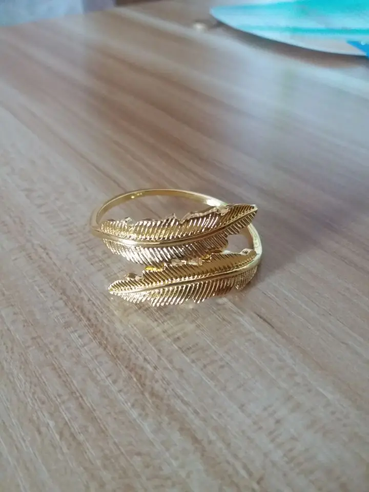 A-Gold 10 шт. креативная Пряжка для салфеток из сплава с серебряными перьями, новое Западное ресторанное кольцо для салфеток с покрытием, Пряжка для полотенец, украшение для стола отеля - Цвет: A-Gold