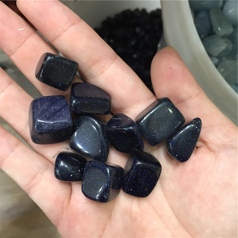 

Factory price quartz cube gravel blue gold sand tumbled stones