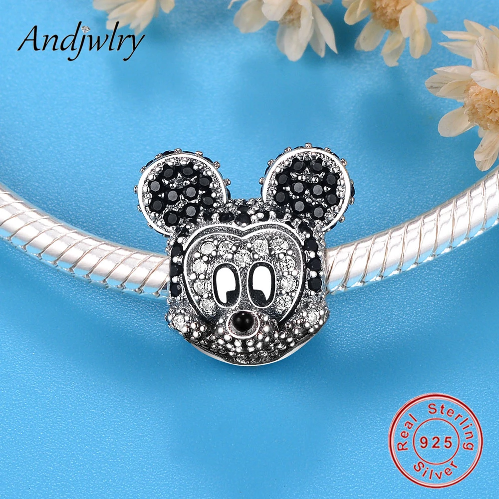 Fit Pandora шармы 925 пробы серебро браслет бусины Микки, Минни шармы мультфильм бусины для изготовления ювелирных изделий Berloque