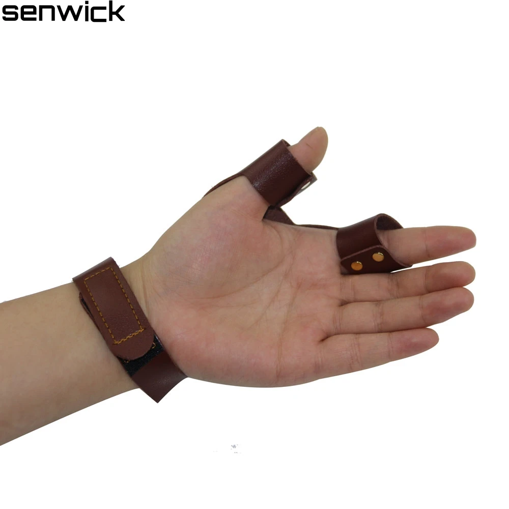 Archery Left Hands Cow Leather Finger Guard Hunting Shooting Accessories Protector Glove For Hand Bow Black Brown | Спорт и