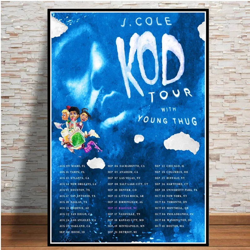Плакатный принт Художественная Картина на холсте J cole K.O.D Rapper хип-хоп музыкальный альбом поп-звезда настенные картины гостиная домашний декор
