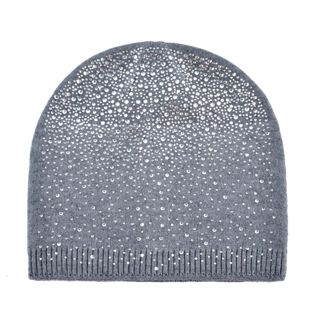 Шапка бини шляпы со стразами для шапки женские зимние вязаные шерстяные шапочки