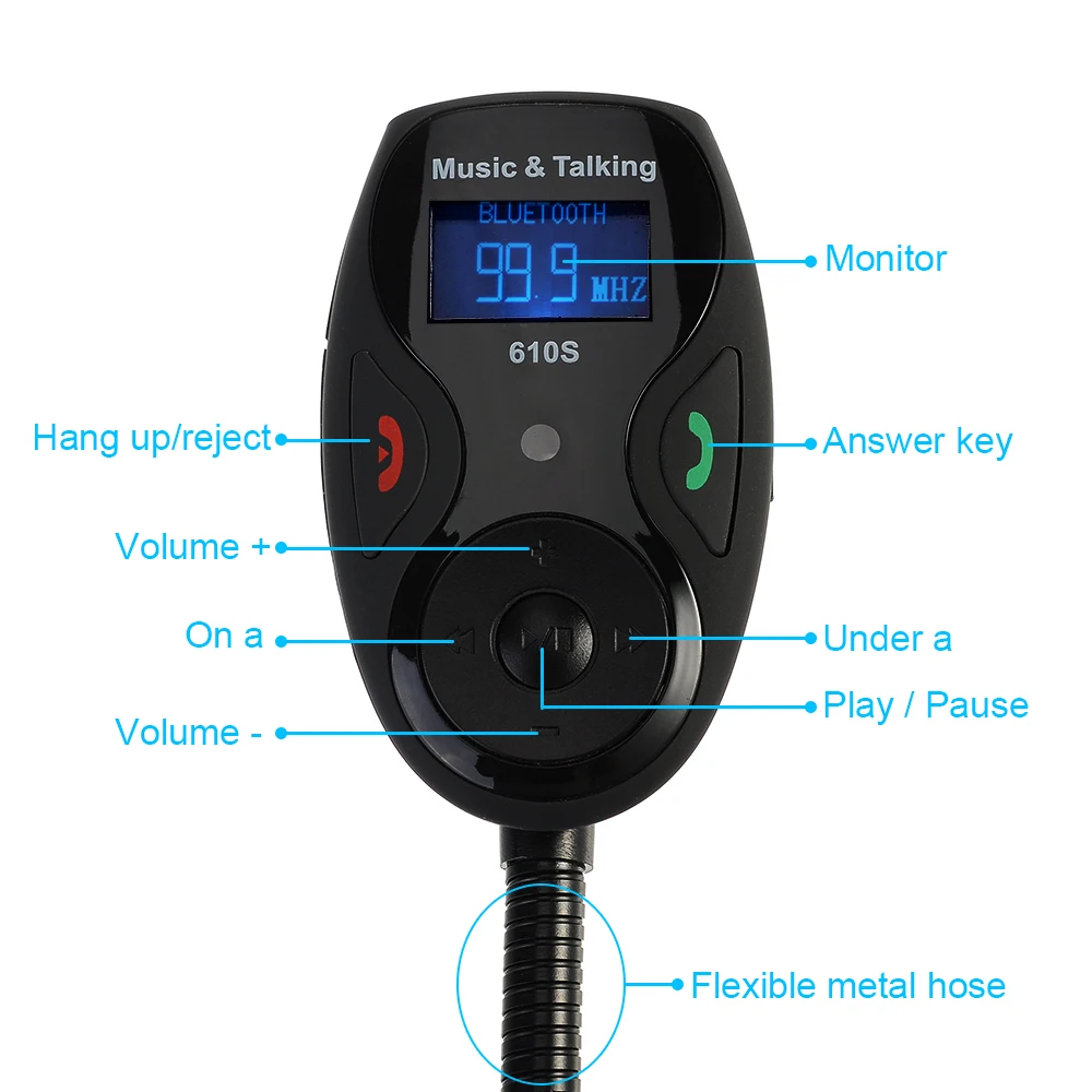 VicTsing автомобильный комплект громкой связи Стерео Bluetooth FM передатчик модулятор MP3