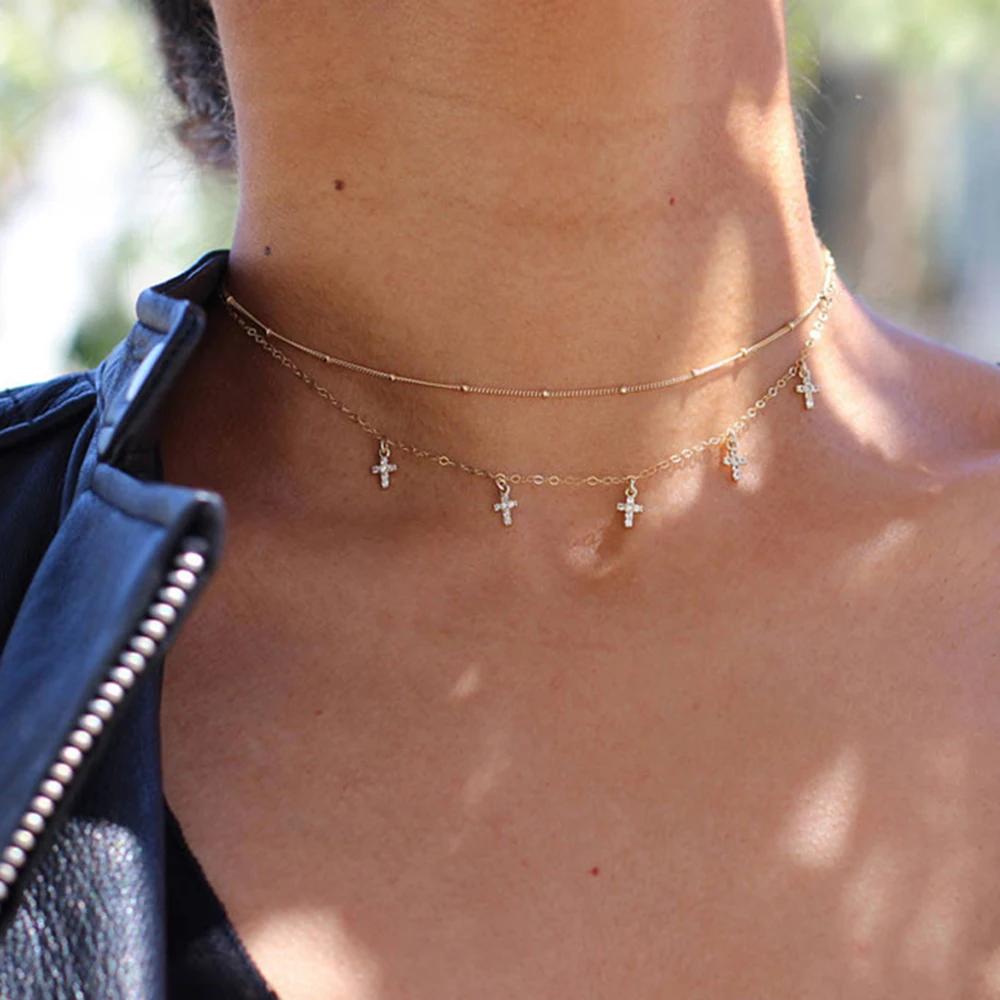 2 шт./компл. богемное модное ожерелье с перекрестными ремешками золотого цвета