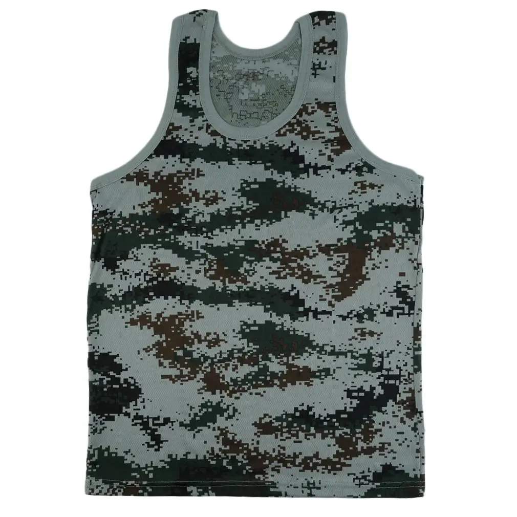 Модный мужской жилет в стиле милитари камуфляжный топ на бретелях облегающий
