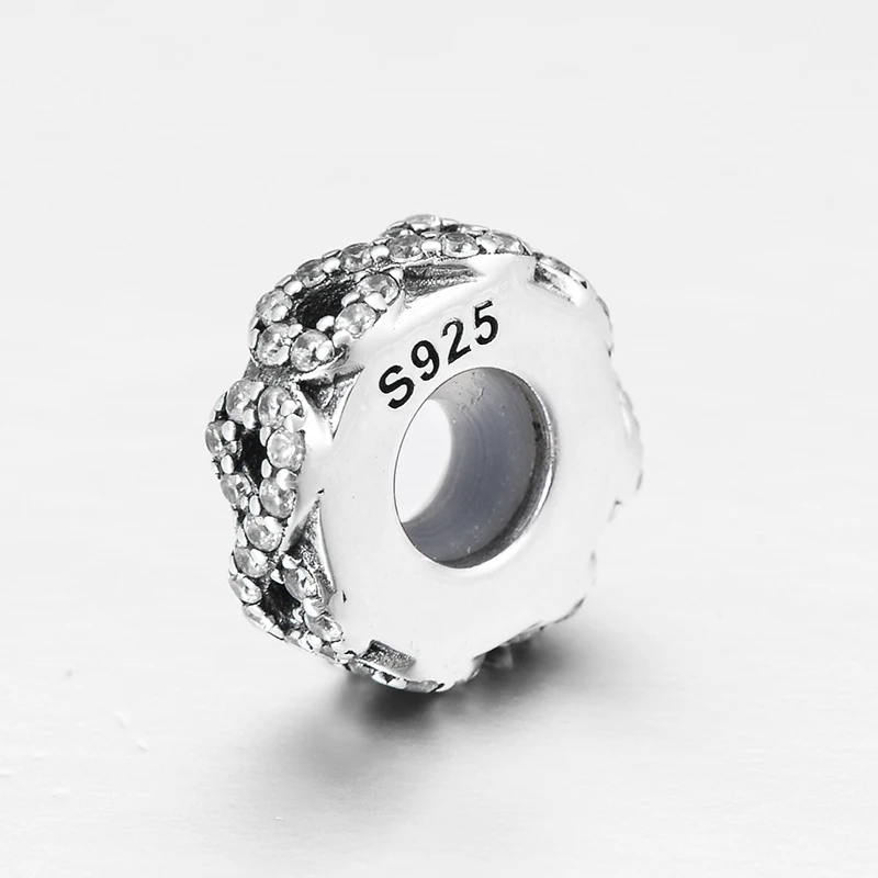 Бусины-пробки из стерлингового серебра 925 пробы DIY номер 8 форма прозрачный CZ, браслет pandora для изготовления ювелирных изделий