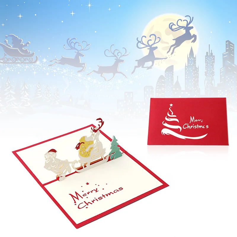 Рождественские открытки 3D Pop Up Merry Christmas серии санта ручной работы на заказ