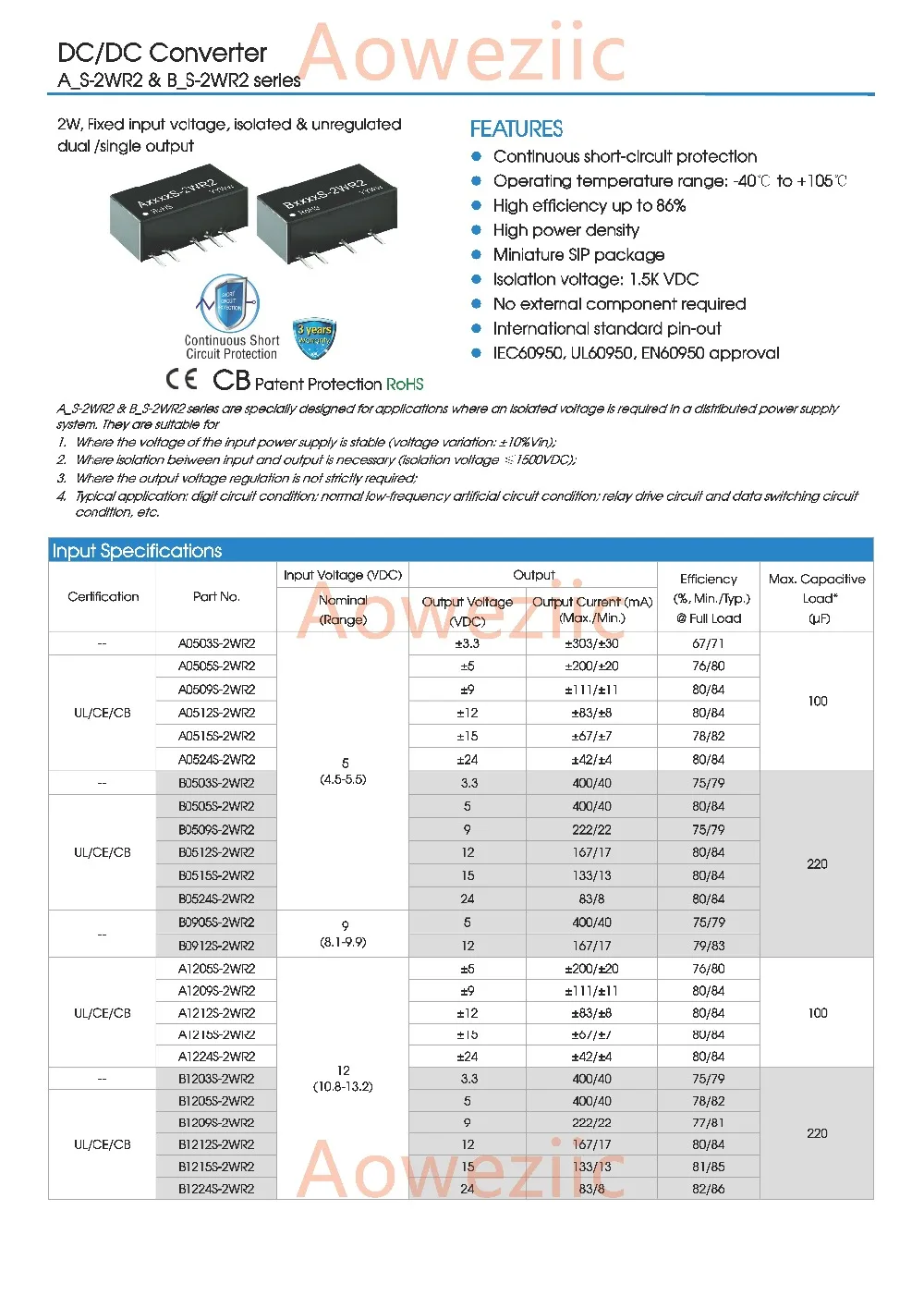 Aoweziic (1 шт.) (2 (5 (10 B1515S-2WR2 новый оригинальный SIP4 Вход: 15 в Выход: 0 133a DC-DC 1 5 кв изоляция