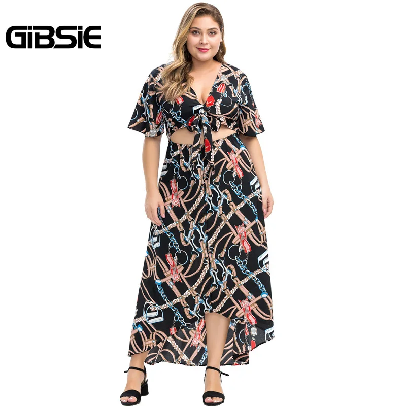 Женское пляжное платье GIBSIE повседневное Пляжное Платье макси с v образным