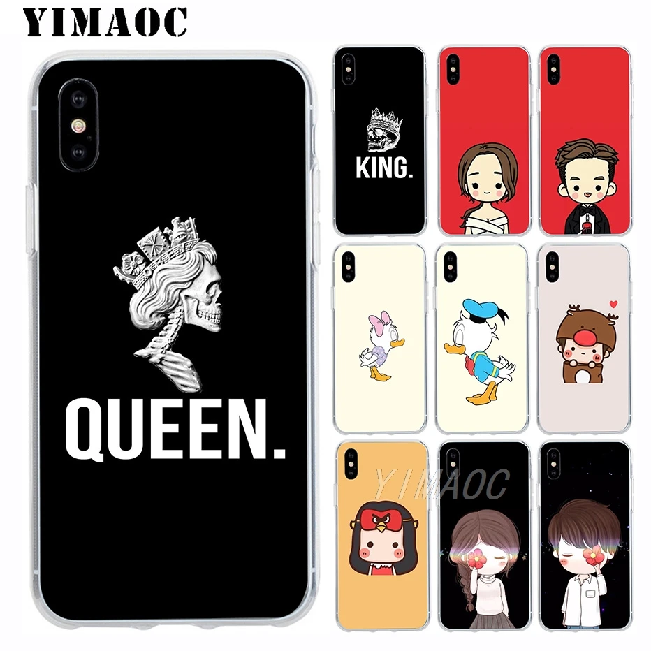 Король и queen головках пара пластичный чехол из термополиуретана силикона для Apple