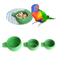 mini parrot food water bowl feeder plastic birds pigeons cage sand cup feeding with handle