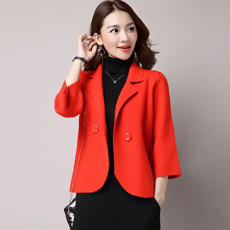 

Women's Tweed Blazer Spring Woolen Coat Short Elegant Woman Jackets Thicken Suit Plus Size Women Coats Casual Women Office Wear