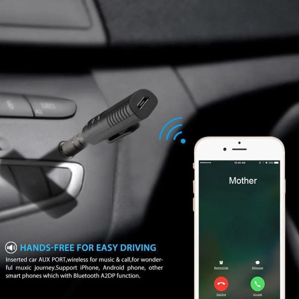 Mini Wireless Bluetooth Car Kit Hands Free 3.5mm Jack AUX Audio Receiver Adapter | Электроника