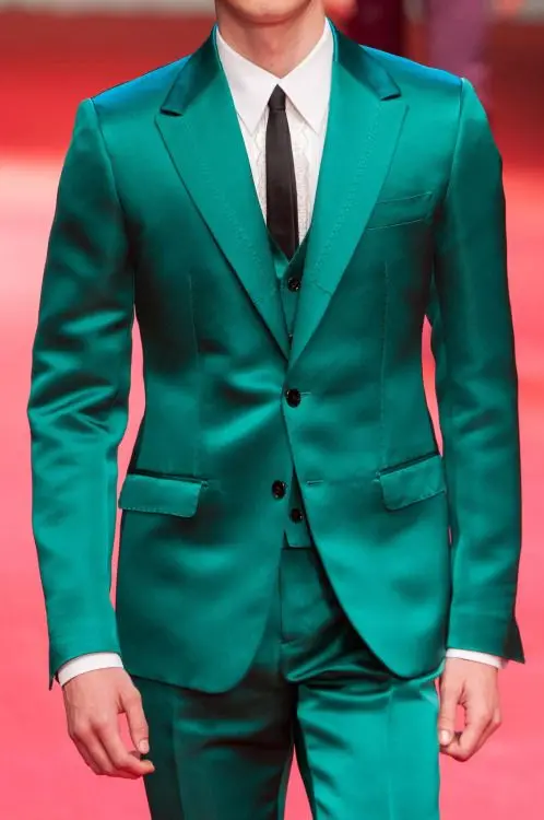 

2017 Latest Coat Pant Designs Green Satin Men Suit Slim Fit Tuxedo 3 Piece Groom Prom Suits Fashion Party Blazer Terno Masculino