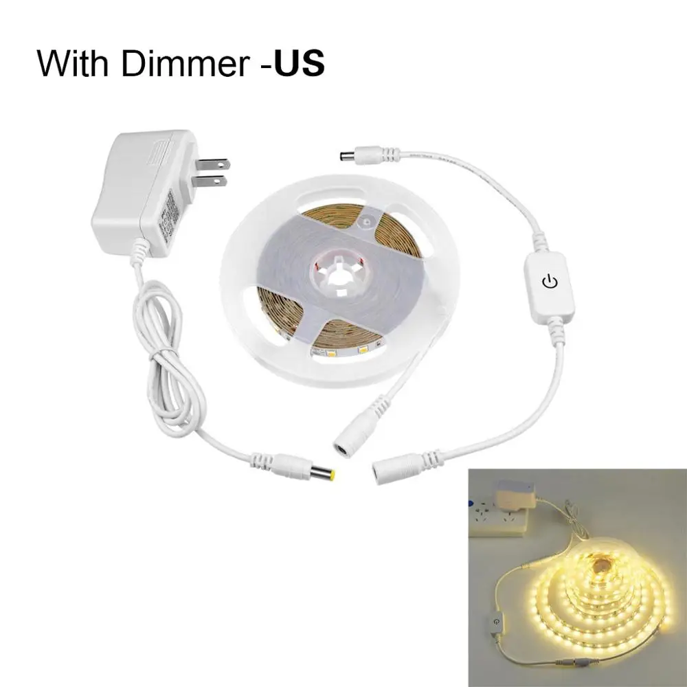Светодиодная подсветка под шкаф 5 м 4040 SMD не Водонепроницаемая диммируемая ультра яркая светодиодная лента лампа Гибкая лента для кухонного шкафа светильник - Цвет: US Plug Warm White