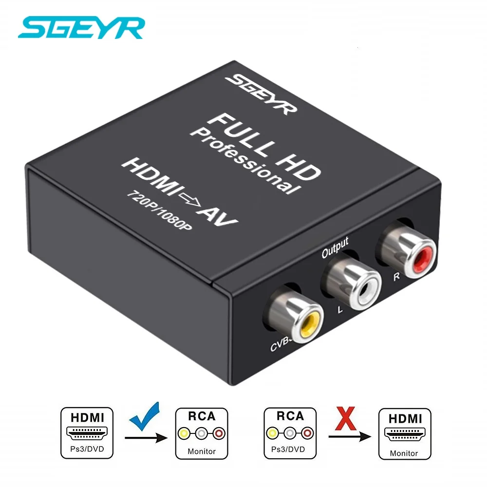 HDMI в AV/RCA CVBS конвертер 1080P аудио цифро-аналоговый преобразователь металлический