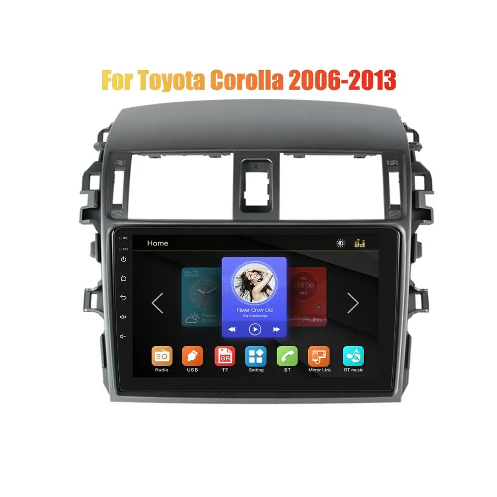 only radio 2din 9 дюймов Автомагнитола Mirrorlink Android Bluetooth Автомобильный мультимедийный MP5 плеер для Toyota Corolla 2008 2009 2010 2011 2012 2013 - Цвет: only radio