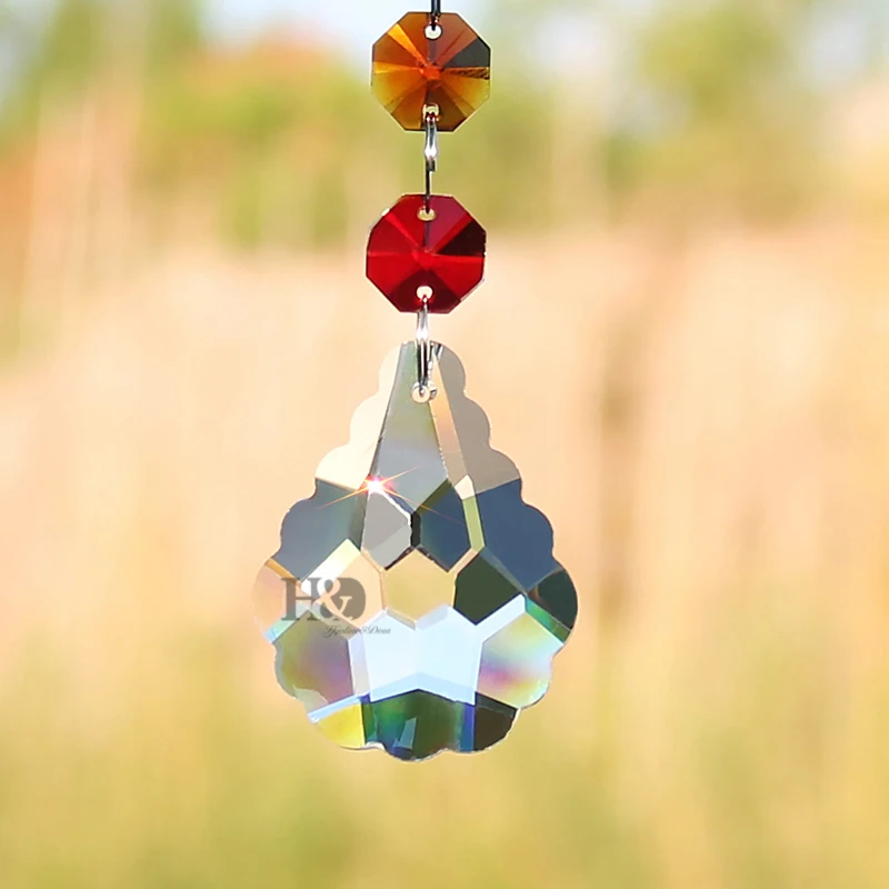 H& D набор из 3, кристалл овальная Призма Радуга производитель чакра Висячие солнечные Ловец Окно Солнце кактер с окатгон бусины для Рождественский подарок