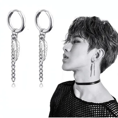 1pc KPOP Korean bangtan Boys DNA V Wing Leaf Feather Stud Earrings Fashion punk Jewelry Accessories For Mens Womens Earring Gift