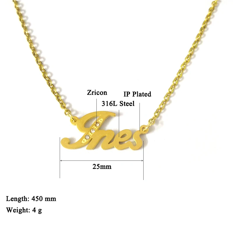 

MadApe Customized Personalized Name Necklace Letter "Ines" Pendant Necklace Custom Any Name Nacklace For Women And Men Gift