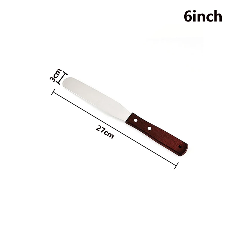 Straight-6inch FHEAL 4/6/8/10 дюймов Нержавеющая сталь лопатка для торта соблазнительный крем масло для Ножи гладкой обледенения глазурь разбрасыватель удобрений помадка, кондитерские изделия Инструменты для тортов - Цвет: Straight-6inch