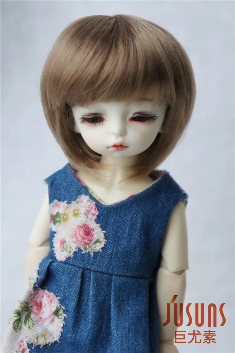 6-7inch Brown SM916 JD025 1/8 1/6 модный короткий парик BJD с челкой для размера 5-6 дюймов 6-7 дюймов кукла мягкий синтетический мохер кукла аксессуары - Цвет: 6-7inch Brown SM916