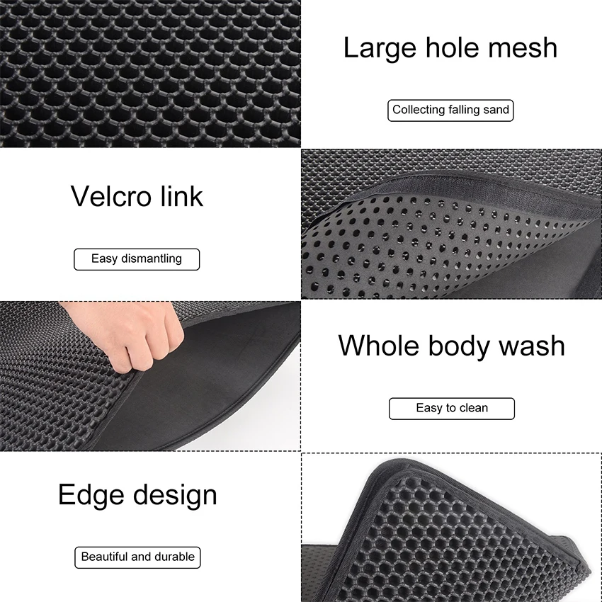 

Cat Litter Mats PVC Double-Layer Cat Litter Trapper Mats with Waterproof Bottom Folding Cat Toilet Mats Breathable Kitten Mat