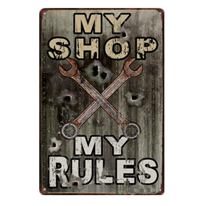 "Garage Rules" настенный Декор Hot Rod Hell металла плакат автомобиля байкеров моторное масло полный Услуги металлические знаки для магазина, гаража украшения YN186 - Цвет: YB0073
