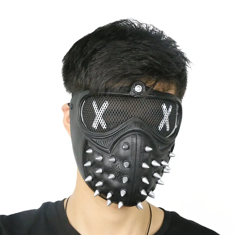 Маска ренча из watch dogs 2 Watch Dogs 2 Wrench Cosplay Vest Black Faux Leather Dedsec Rivet Vests Costume&Mask Badges