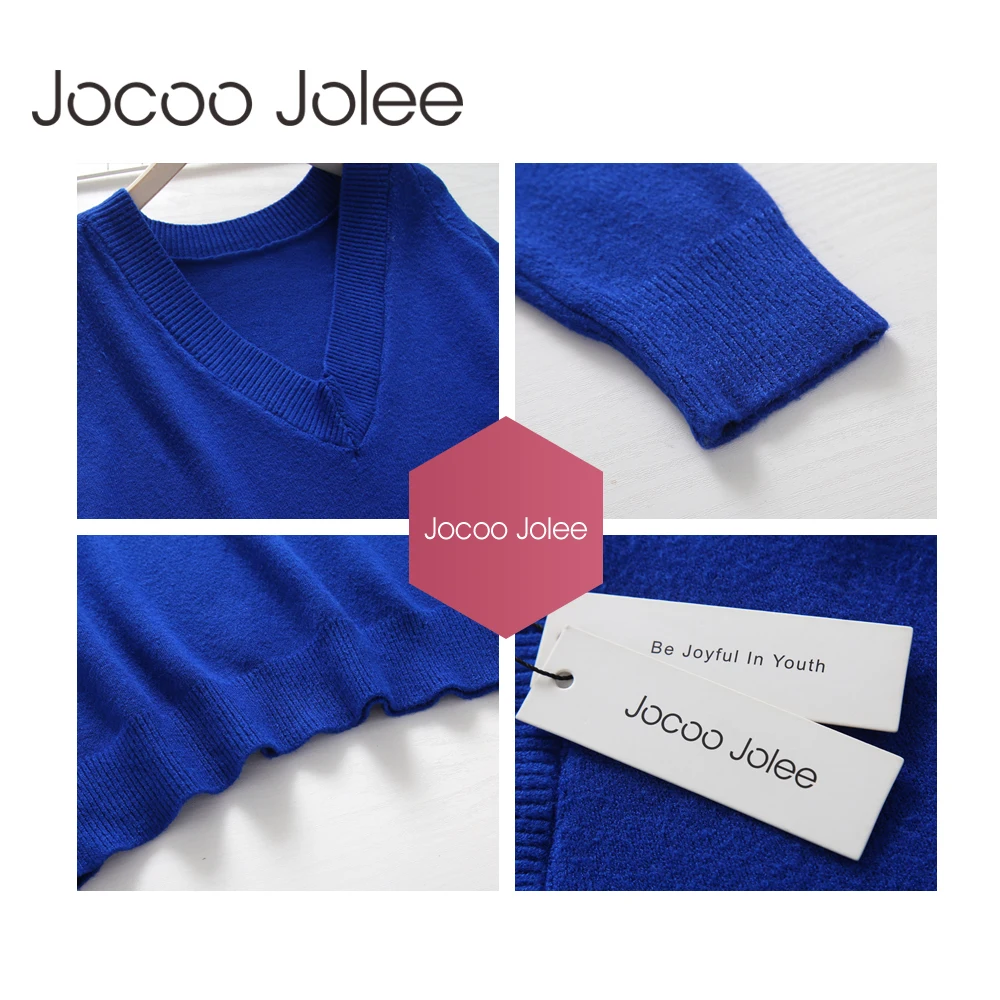 Женский Повседневный свитер Jocoo Jolee свободный трикотажный Однотонный пуловер с