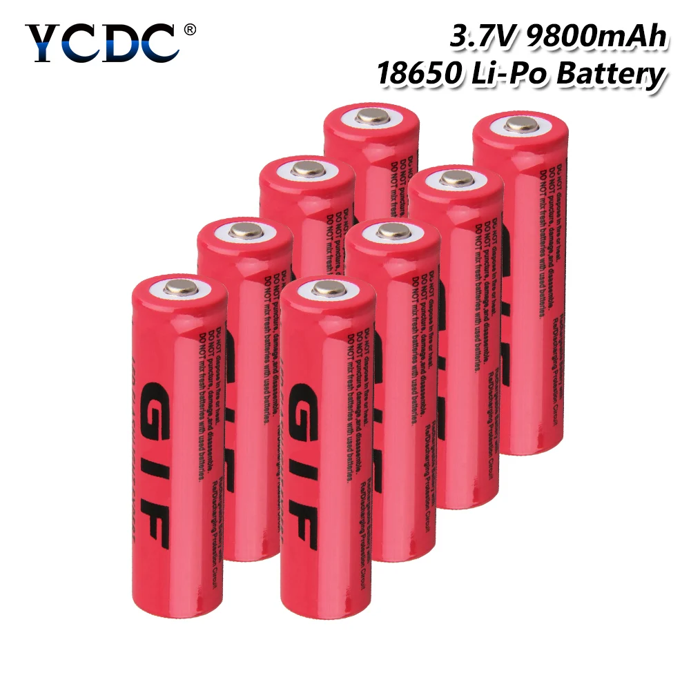 2019 YCDC 100% Новый оригинальный 18650 Аккумулятор Перезаряжаемый 3 7 V 9800mAh GIF литий