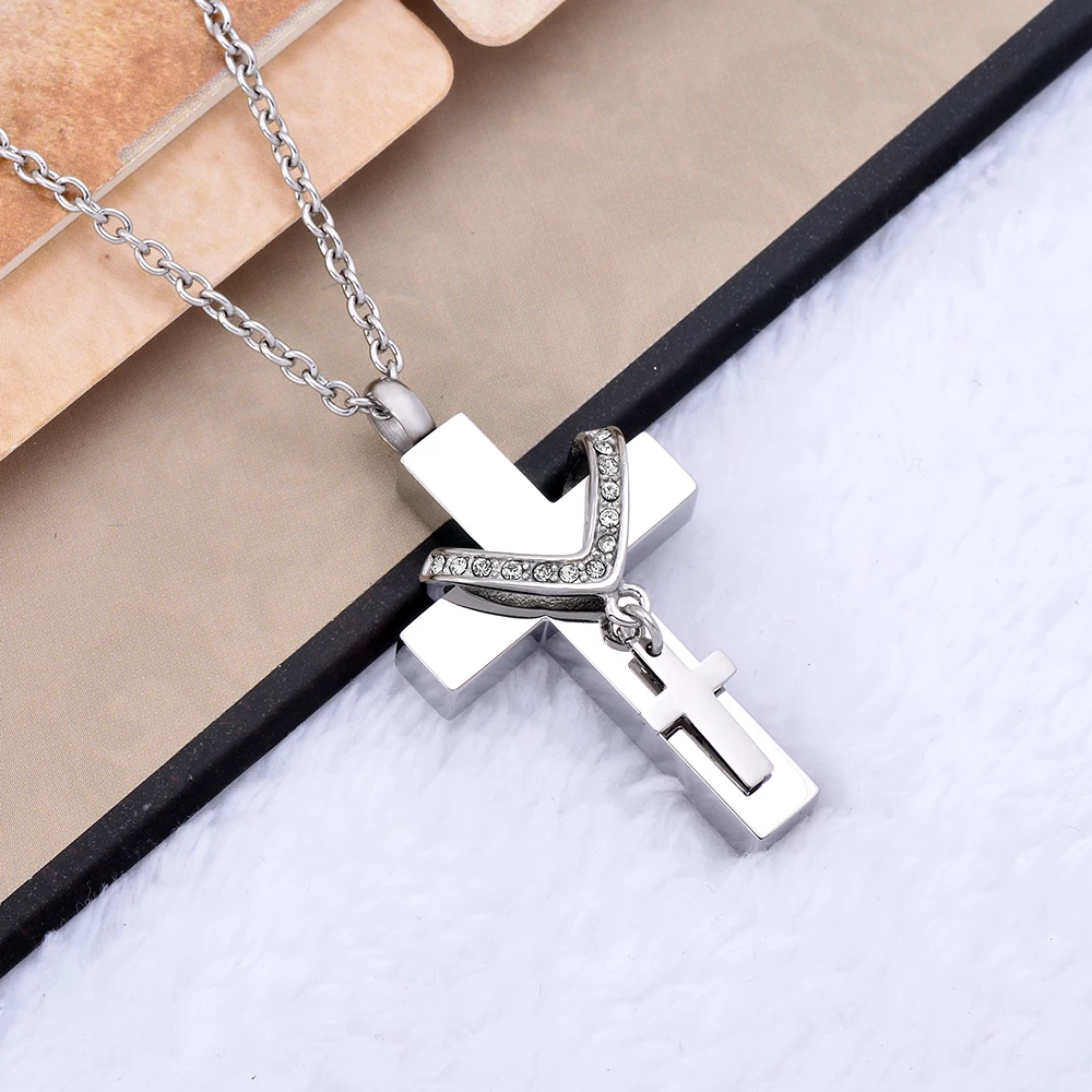 CMJ9216 двойной крестины крест золы ювелирные изделия Keepsake урны ожерелье кремации
