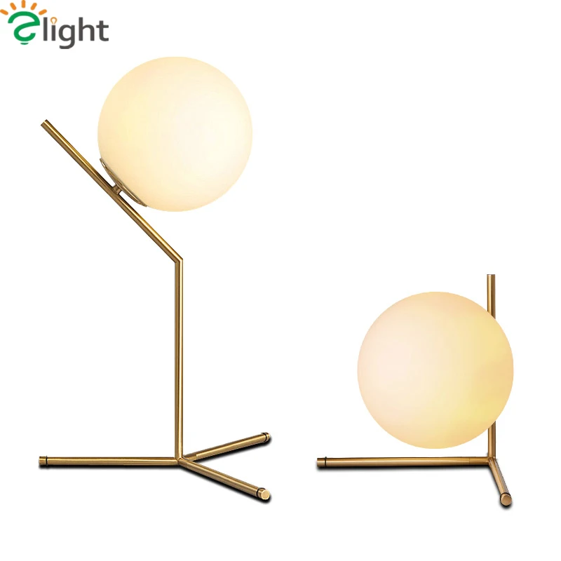 Скандинавская Светодиодная настольная лампа со стеклянным шаром Золотой