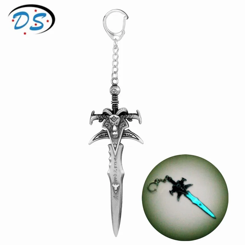 

Glow in Dark Key Chains World of War craft Jewelry Goat Head Sword Keychain Luminous Keyrings Car Key Holder chaveiro