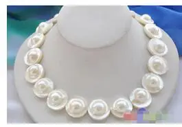 

elegant 22mm WHITE ROUND SOUTH SEA MABE PEARL NECKLACE 18 INCH Women Gift word 925 jewelry natural Luxury Ms. girl Wedding