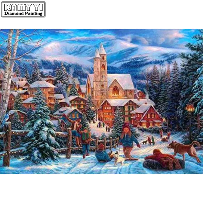 

Full Square Diamond painting Cross stitch castle Round Diamond mosaic 5D DIY Diamond embroidery scrapbook lyc