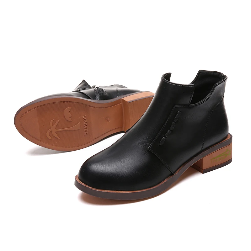 Женские ботинки женские ботильоны с круглым носком на 4 см осенние молнии Botas Femme