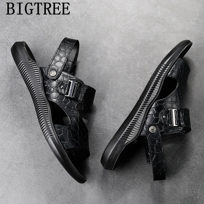 Открытая обувь мужские кожаные сандалии из натуральной кожи пляжная тапочки